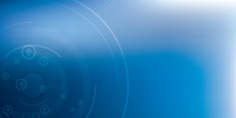 Abstract background with geometric technology shapes, arrow symbol, parallel lines in a circle, background for the Internet banner. Blue scientific or medical background.