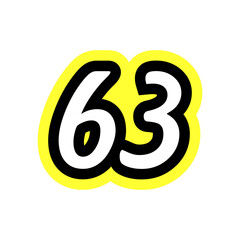 Simple Number 63 With Typography Logo