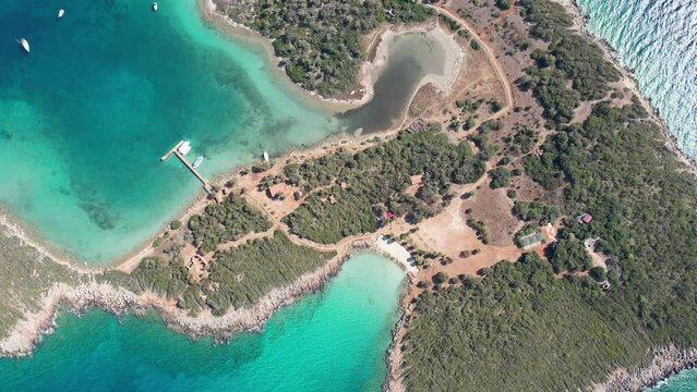 Aerial View of the Sedir Island in Marmaris, Mugla, Turkey. September 2022
