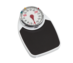 Large old bathroom scale isolated.