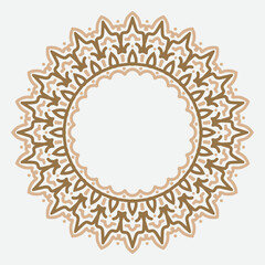 decorative round frame for design with floral arabic ornament. Circle frame. Template for cards, invitations, books, for textiles, engraving, wooden furniture, forging, etc