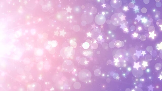 A pink and purple glitter gradient background with stars. It also supports vertical screens and looped playback.