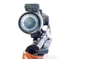 rifle target view isolated on White Background. Image of a rifle scope sight used for aiming with a...