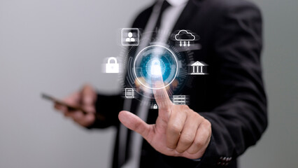 Cyber Protection Data Security Internet Privacy Internet technology concept on virtual screen.