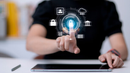 Cyber Protection Data Security Internet Privacy Internet technology concept on virtual screen.