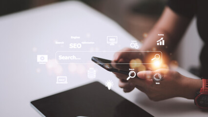 SEO. Search Engine optimization. Digital online marketing andInetrmet technology concept.