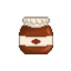 Bottle of chocolate syrup pixelart icon illustration