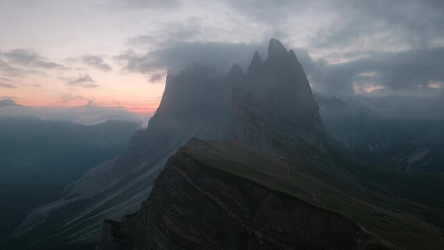 Odle Mountain Group from Seceda Sunrise Time Lapse, Dolomites South Tyrol, Italy
