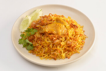  Biryani chicken, with basmati rice, fried onion, fresh cilantro