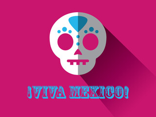Day of the Dead, traditional mexican holiday, Dia de los Muertos, with text Viva Mexico. set of elements. Isolated. Flat style design.