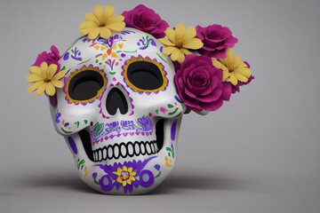 Hispanic heritage sugar skull marigold  Festive dia de los muertos background halloween digital illustration