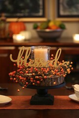 Fall centerpiece candle decor