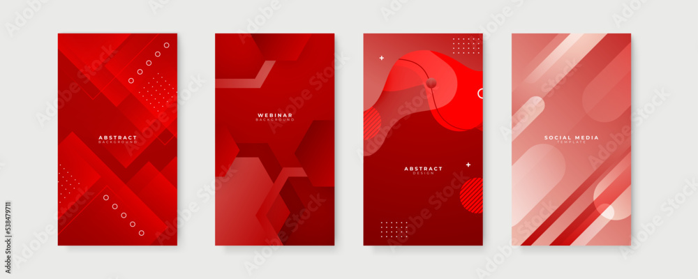 Poster red design backgrounds for social media stories. trendy memphis design cover. abstract shape with mi
