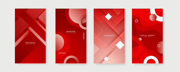 Red design backgrounds for social media stories. Trendy Memphis design cover. Abstract shape with minimal design. Vector illustration.