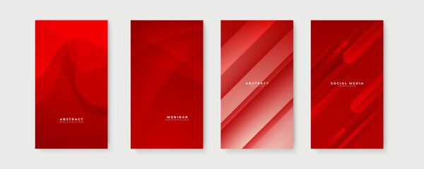 Naklejka na ściany i meble Red design backgrounds for social media stories. Trendy Memphis design cover. Abstract shape with minimal design. Vector illustration.