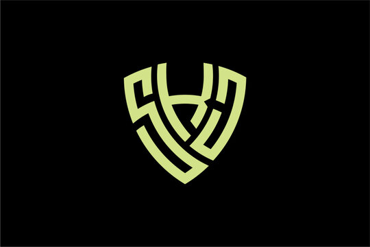 SKJ creative letter shield logo design vector icon illustration