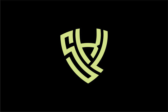 SKL creative letter shield logo design vector icon illustration