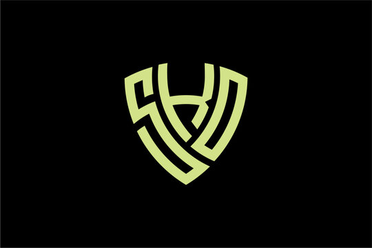 SKO creative letter shield logo design vector icon illustration