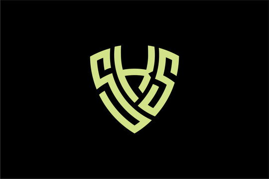 SKS creative letter shield logo design vector icon illustration