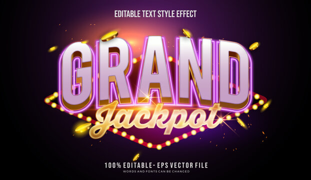 Jackpot slot machine text style effect. editable vector fonts