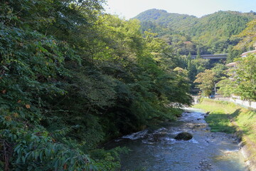 日本　四万温泉の風景