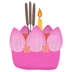 Loy Kratong Festival Hand Drawn  Illustration