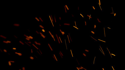 Overlay fire sparks bonfire embers. Burning red hot flying sparks fire rise in the dark night sky....
