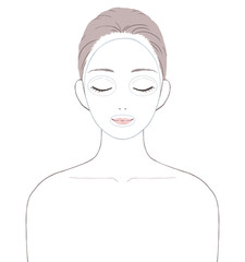 フェイスパックで肌を保湿する女性