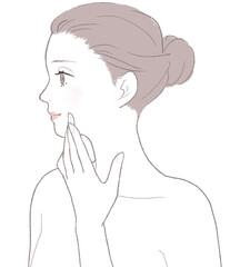 スキンケアをする女性