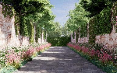 Fototapeta premium Enchanted garden scene background