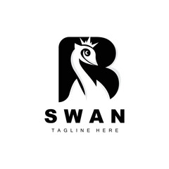 Swan Logo Design, Duck Animal Illustration, Company Brand Template Vector