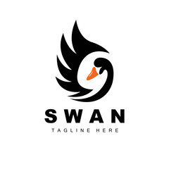 Swan Logo Design, Duck Animal Illustration, Company Brand Template Vector