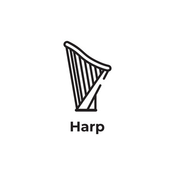 simple black harp flat design icon template