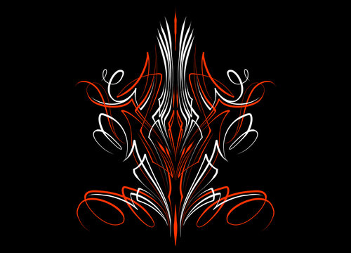 Floral Art Illustration. Pinstriping Art Motorcycle And Car Pinstripe Vintage Hand Drawn. Modern Tribal Illustration. For Vinyl Sticker, Painting Template, Tattoo, Apparel, Merchandise. Vector Eps 10.