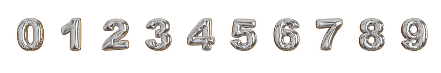 3d render isolated silver balloon numbers © Fan3D