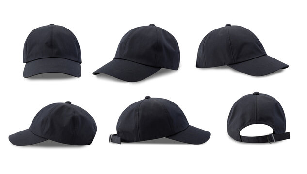 Set of Dark Blue Baseball cap isolated on white background with clipping path.