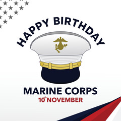 Marine corps birthday template design, perfect for office, banner, company, landing page, background, social media, wallpaper and more - obrazy, fototapety, plakaty