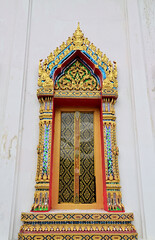 BANGKOK, THAILAND - October 13, 2022 : Golden Wood craft Thai classic pattern in temple at Bangkok, Thailand.