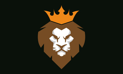 Lion with Crown Mascot Logo Design Template