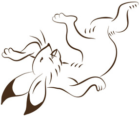 鳥獣戯画　ひっくり返るウサギ