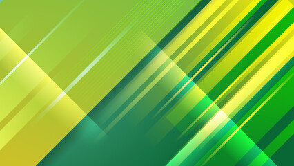 Modern green yellow digital speed tech presentation background. Abstract green eco arrows background with stripes. Vector illustration