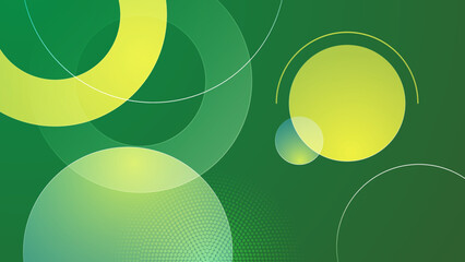 Modern green yellow digital speed tech presentation background with circles. Abstract green eco arrows background with stripes. Vector illustration