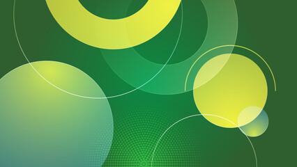 Modern green yellow digital speed tech presentation background with circles. Abstract green eco arrows background with stripes. Vector illustration