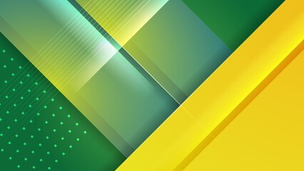 Modern green yellow digital speed tech presentation background. Abstract green eco arrows background with stripes. Vector illustration