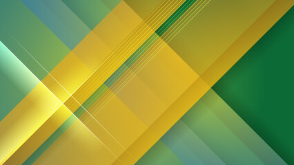 Obraz premium Modern green yellow digital speed tech presentation background. Abstract green eco arrows background with stripes. Vector illustration