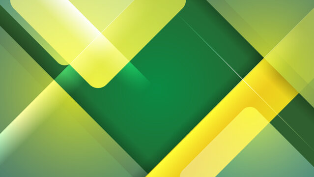 Modern Green Yellow Digital Speed Tech Presentation Background. Abstract Green Eco Arrows Background With Stripes. Vector Illustration