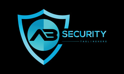 Blue Guard and Shield Logo Vector, Icon and black color background