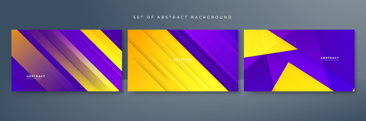 Abstract purple and yellow geometric shapes background. Vector abstract graphic design banner pattern presentation background web template.