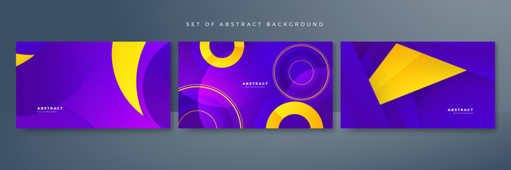 Abstract purple and yellow geometric shapes background. Vector abstract graphic design banner pattern presentation background web template.