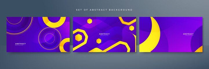 Abstract purple and yellow geometric shapes background. Vector abstract graphic design banner pattern presentation background web template.
